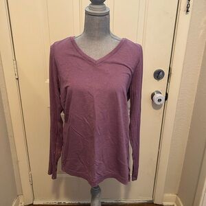 Sonoma Women's Lavender V-Neck Long Sleeve Top